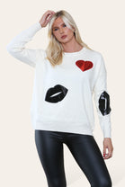 HEART & LIP EMBELISHED JUMPER (8649083093240)