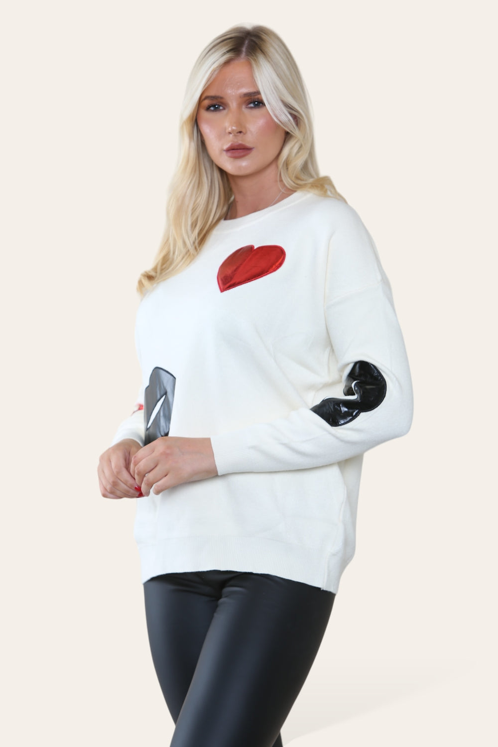 HEART & LIP EMBELISHED JUMPER (8649083093240)