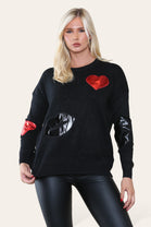 HEART & LIP EMBELISHED JUMPER (8649082470648)