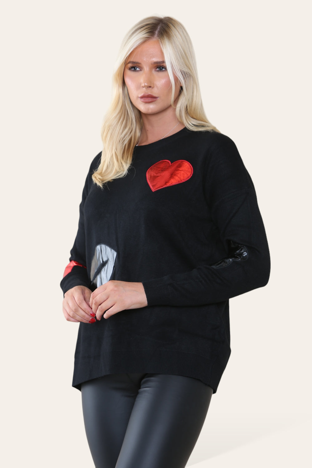 HEART & LIP EMBELISHED JUMPER (8649082470648)