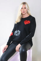 HEART & LIP EMBELISHED JUMPER (8649082470648)