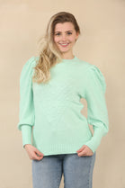 PUFF SLEEVE PATTERN JUMPER (15060793917824)