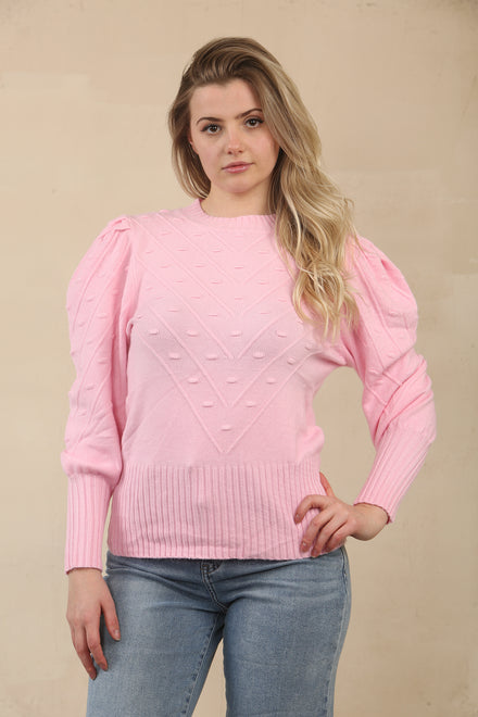 PUFF SLEEVE PATTERN JUMPER (15060818133376) (15064274174336)