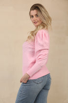 PUFF SLEEVE PATTERN JUMPER (15060818133376) (15064274174336)