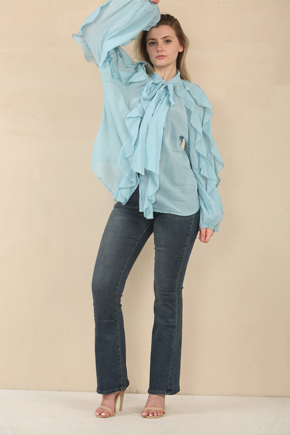 DETAIL FRILL BOW SHIRT (15060786643328)