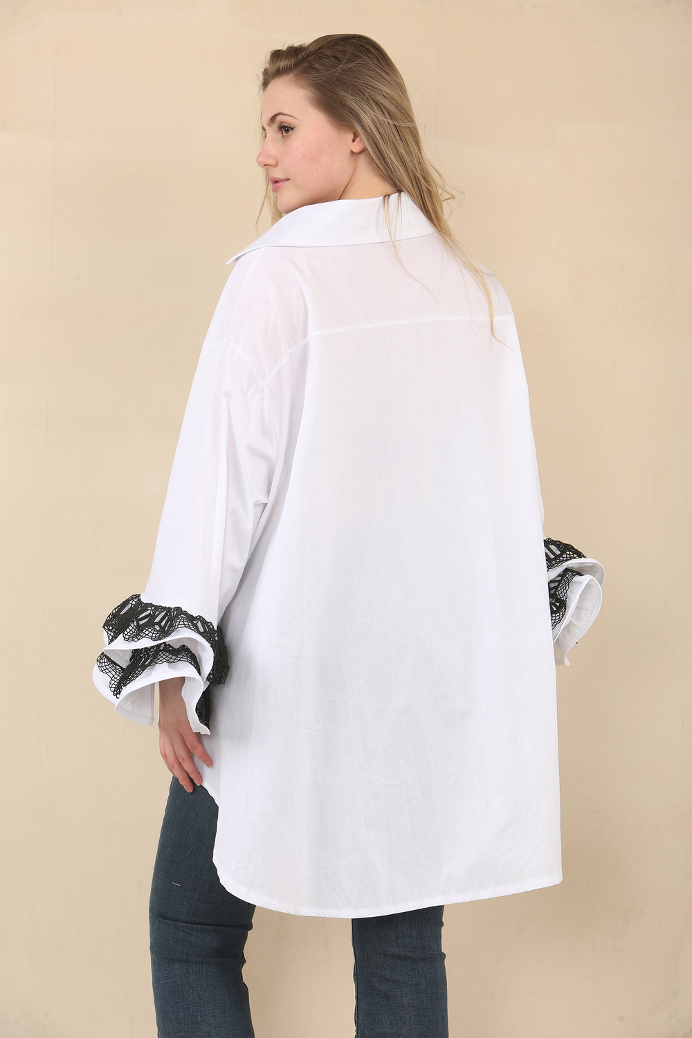 LACE RARA SLEEVE OVERSIZED SHIRT (15058930270592)