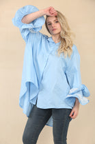 LACE RARA SLEEVE HIGH LOW SHIRT (15058942951808)