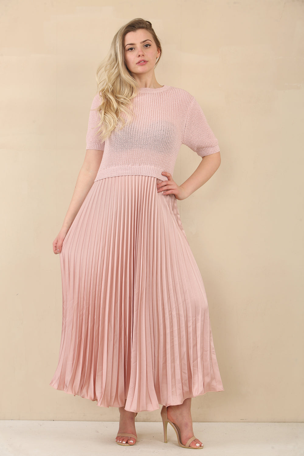 CAP SLEEVE BOTTOM PLEATED DRESS JUMPER (15060774060416)