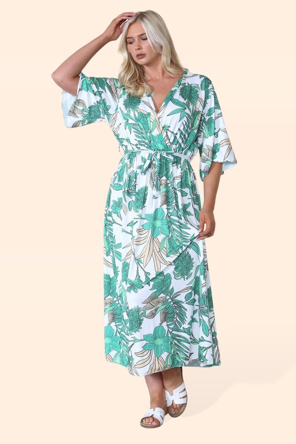 PLUS SIZE PRINTED BELTED MAXI (8560139010296)
