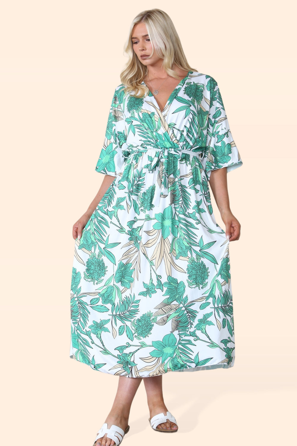 PLUS SIZE PRINTED BELTED MAXI (8560139010296)