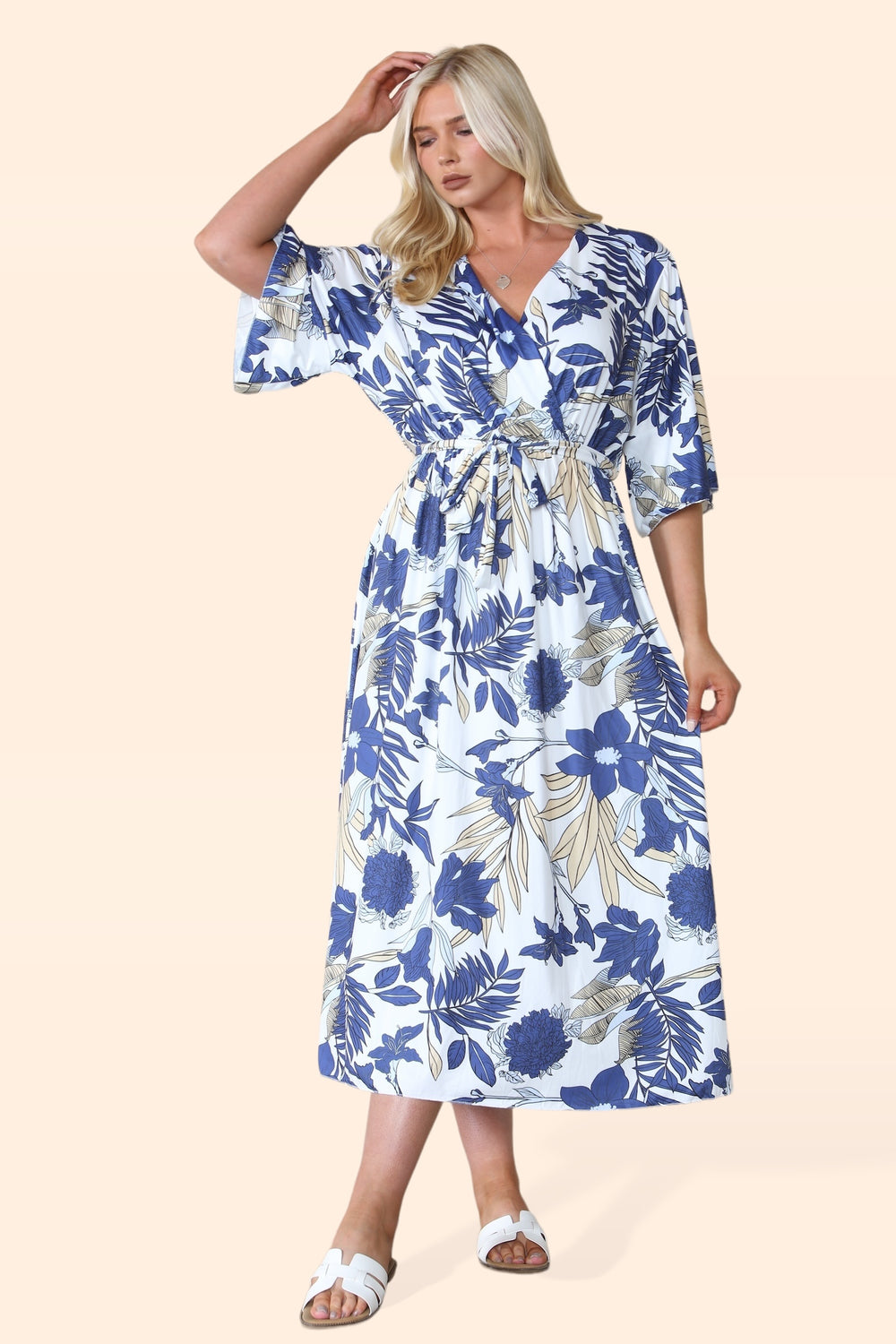 PLUS SIZE PRINTED BELTED MAXI (8560139665656)