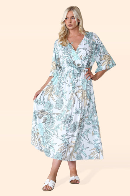 PLUS SIZE PRINTED BELTED MAXI (8560140615928) (8647685898488)
