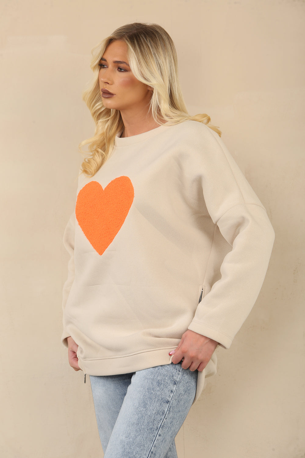 HEART ZIP DETAIL SWEAT SHIRT (15062166274432)