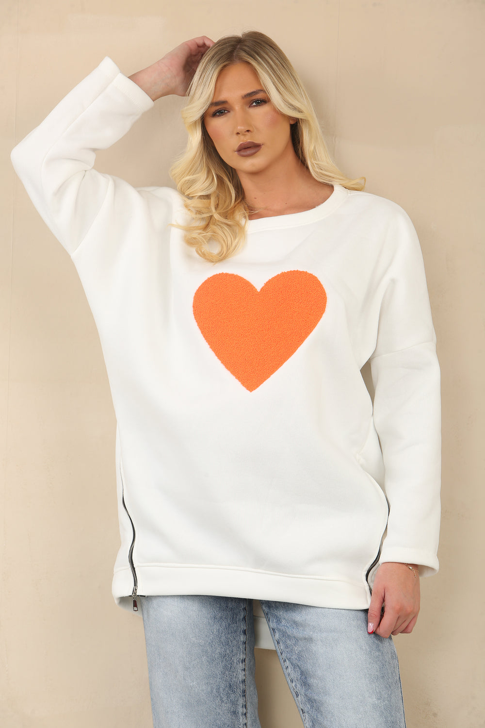 HEART ZIP DETAIL SWEAT SHIRT (15062168895872)