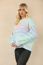 MULTI COLOUR CHUNKY KNIT JUMPER (15062950150528)