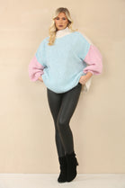 2 TONE HIGH NECK JUMPER (15062997041536)