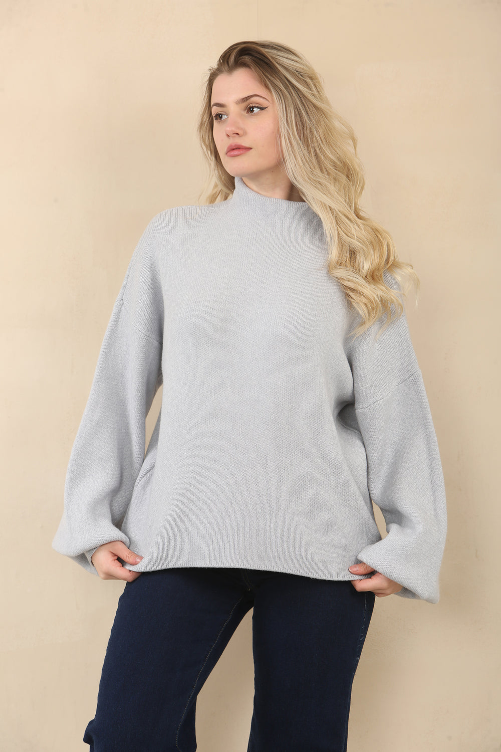 HIGHNECK PUFF SLEEVE JUMPER (15068902130048)