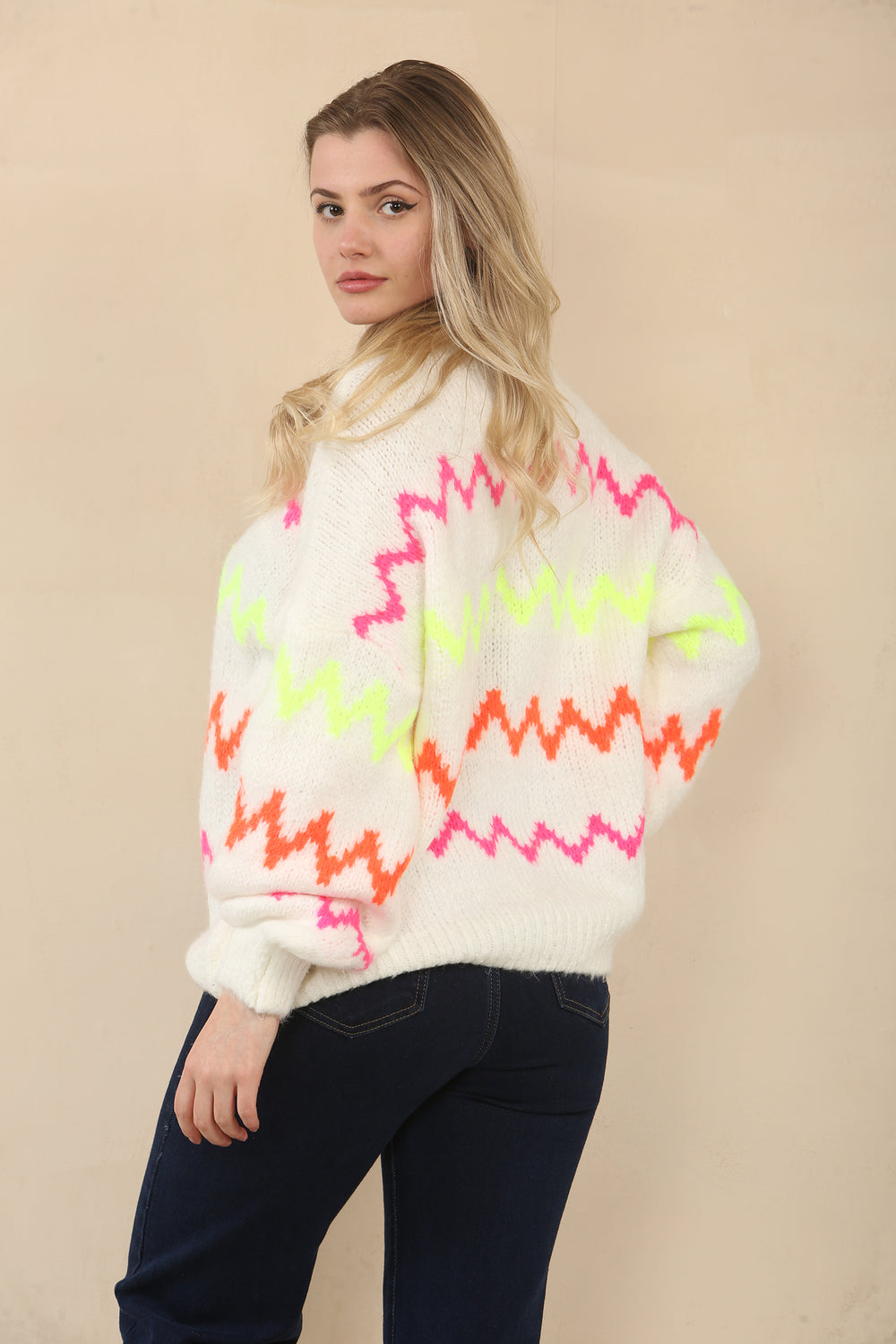 MULTI COLOUR ZIG ZAG KNIT JUMPER (15066290913664)