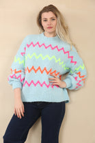 MULTI COLOUR ZIG ZAG KNIT JUMPER (15066293010816)