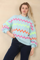 MULTI COLOUR ZIG ZAG KNIT JUMPER (15066293010816)