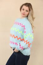 MULTI COLOUR ZIG ZAG KNIT JUMPER (15066293010816)