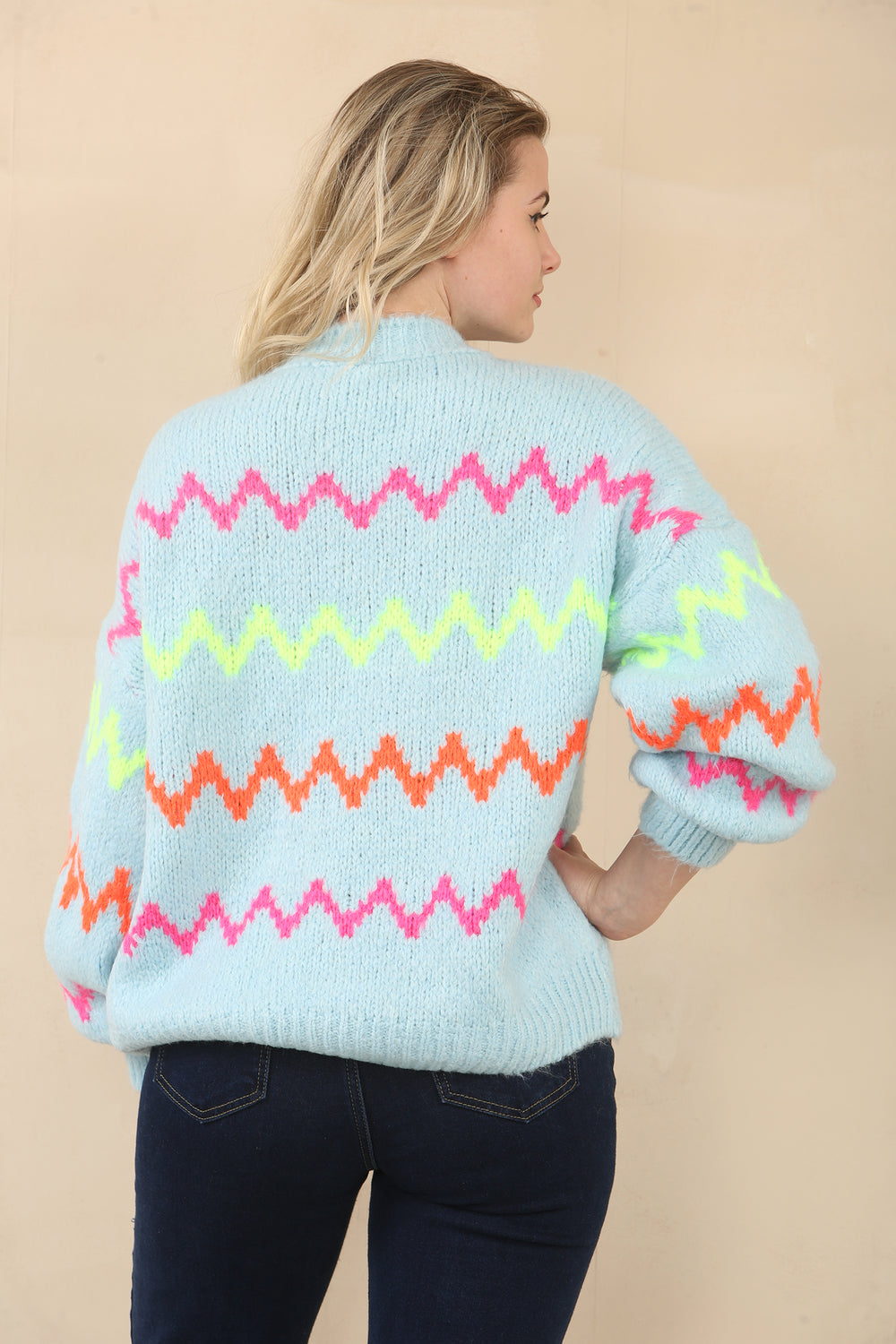 MULTI COLOUR ZIG ZAG KNIT JUMPER (15066293010816)