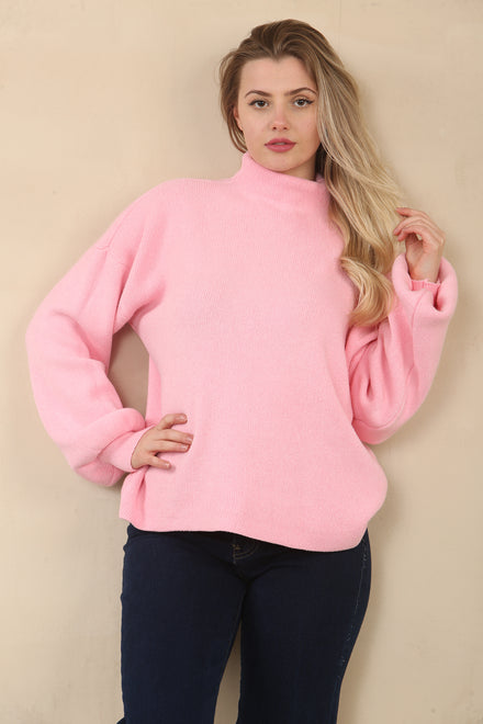 HIGHNECK PUFF SLEEVE JUMPER (15068898951552)