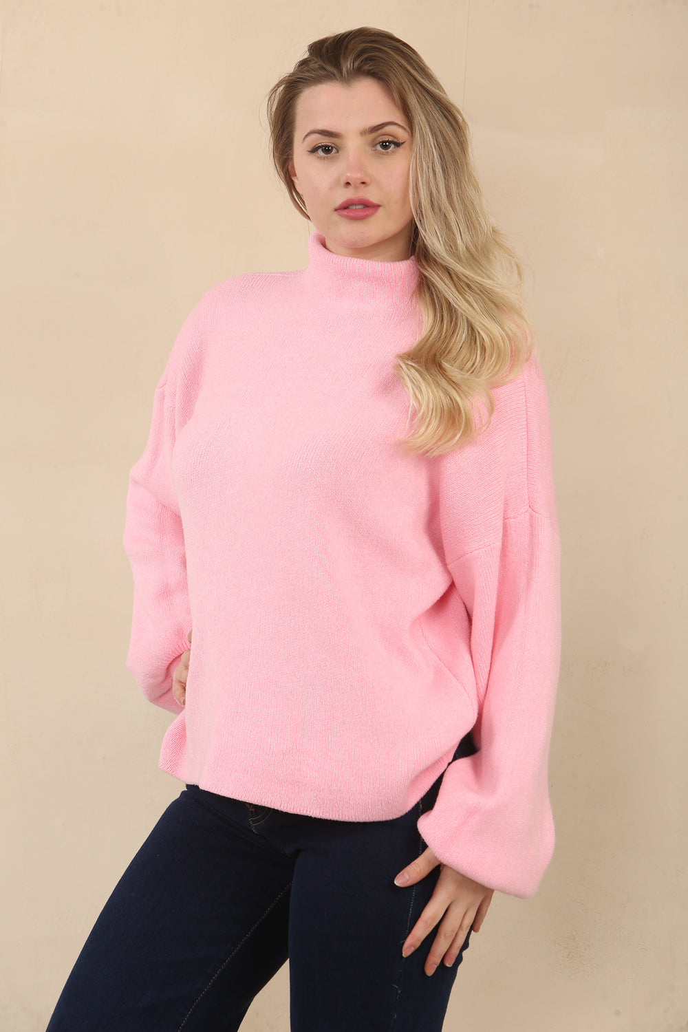 HIGHNECK PUFF SLEEVE JUMPER (15068898951552)