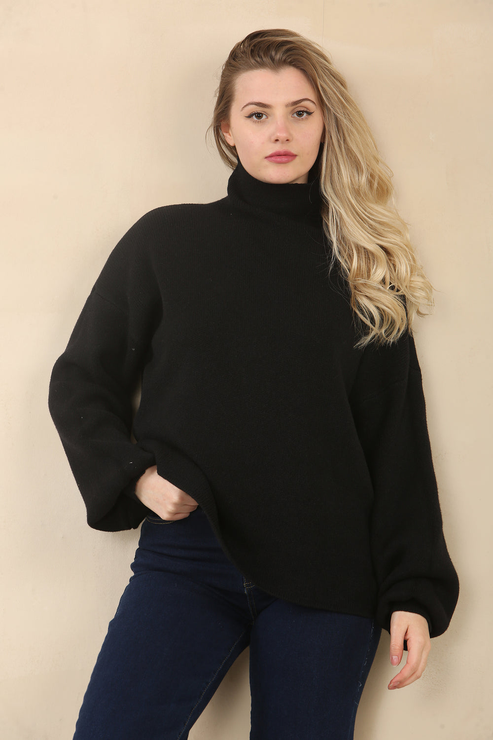 HIGHNECK PUFF SLEEVE JUMPER (15068905177472)