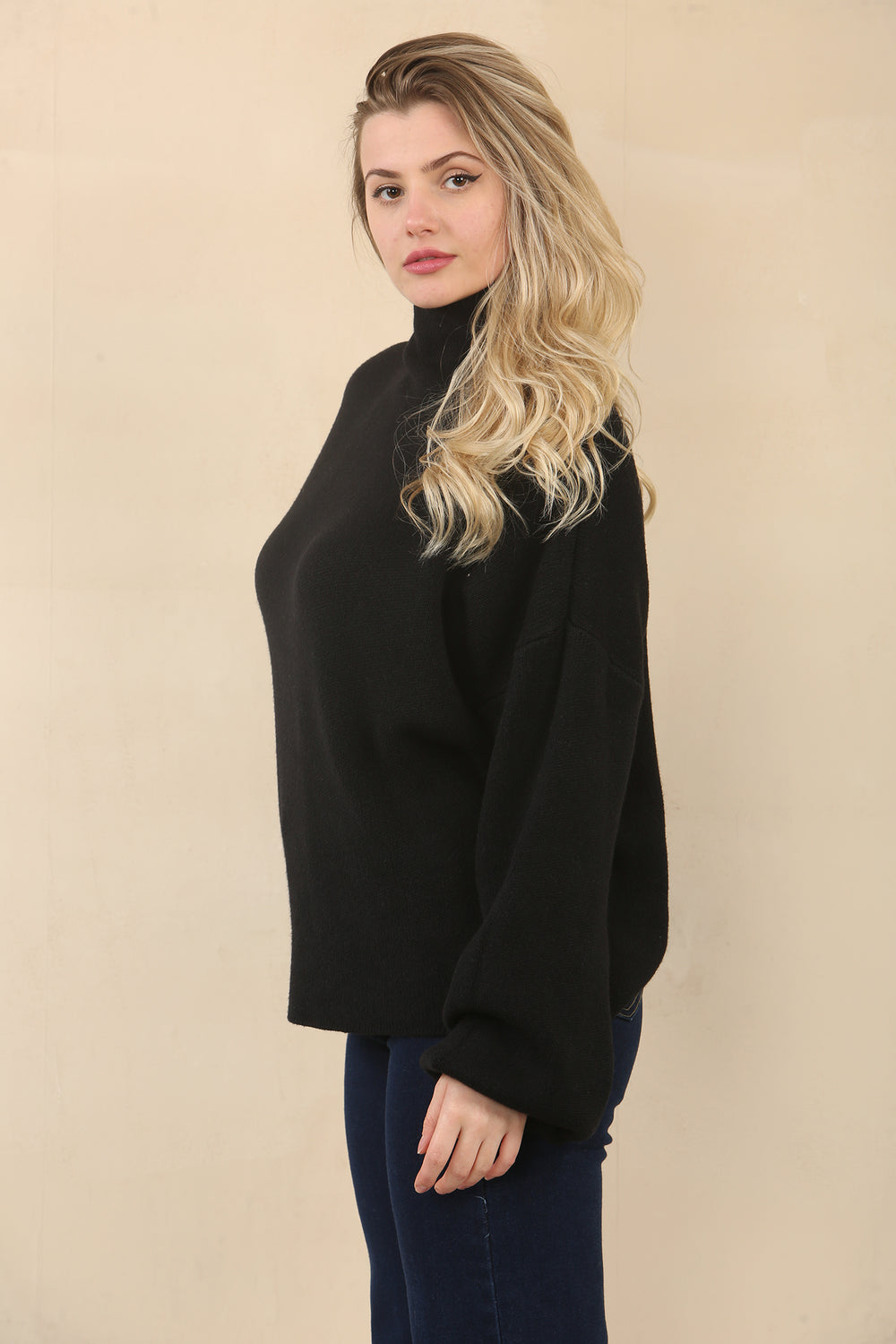 HIGHNECK PUFF SLEEVE JUMPER (15068905177472)