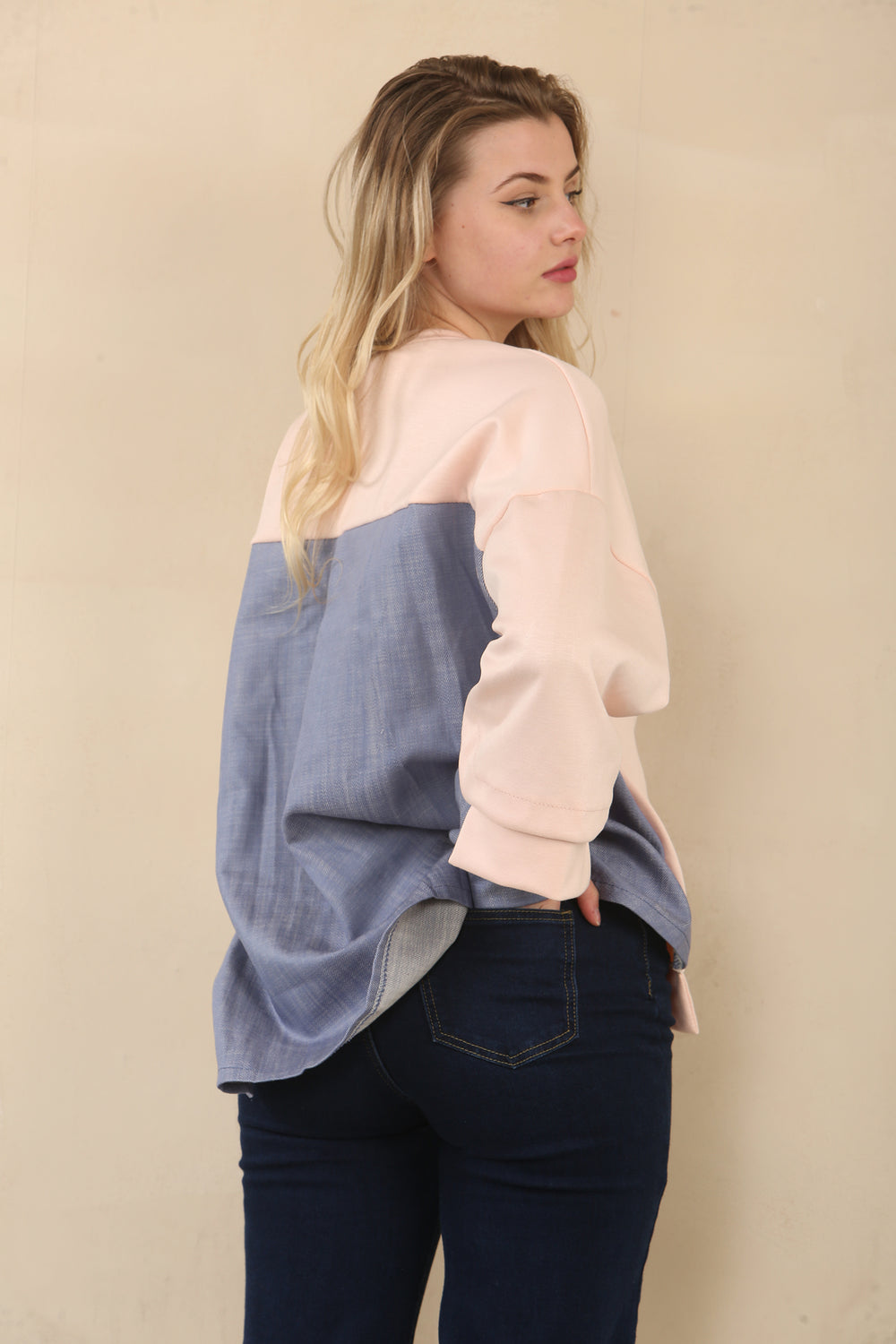 DENIM SHIRT DETAIL SWEAT (15067995341184)