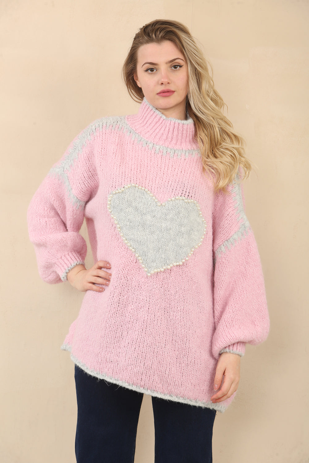 PEARL HEART KNIT JUMPER (15067986854272)