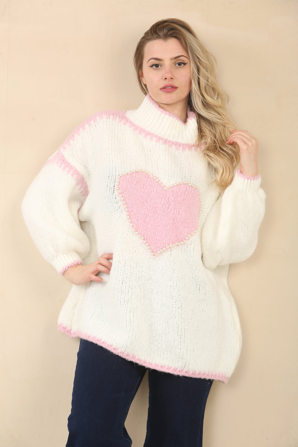 PEARL HEART KNIT JUMPER (15067985609088)