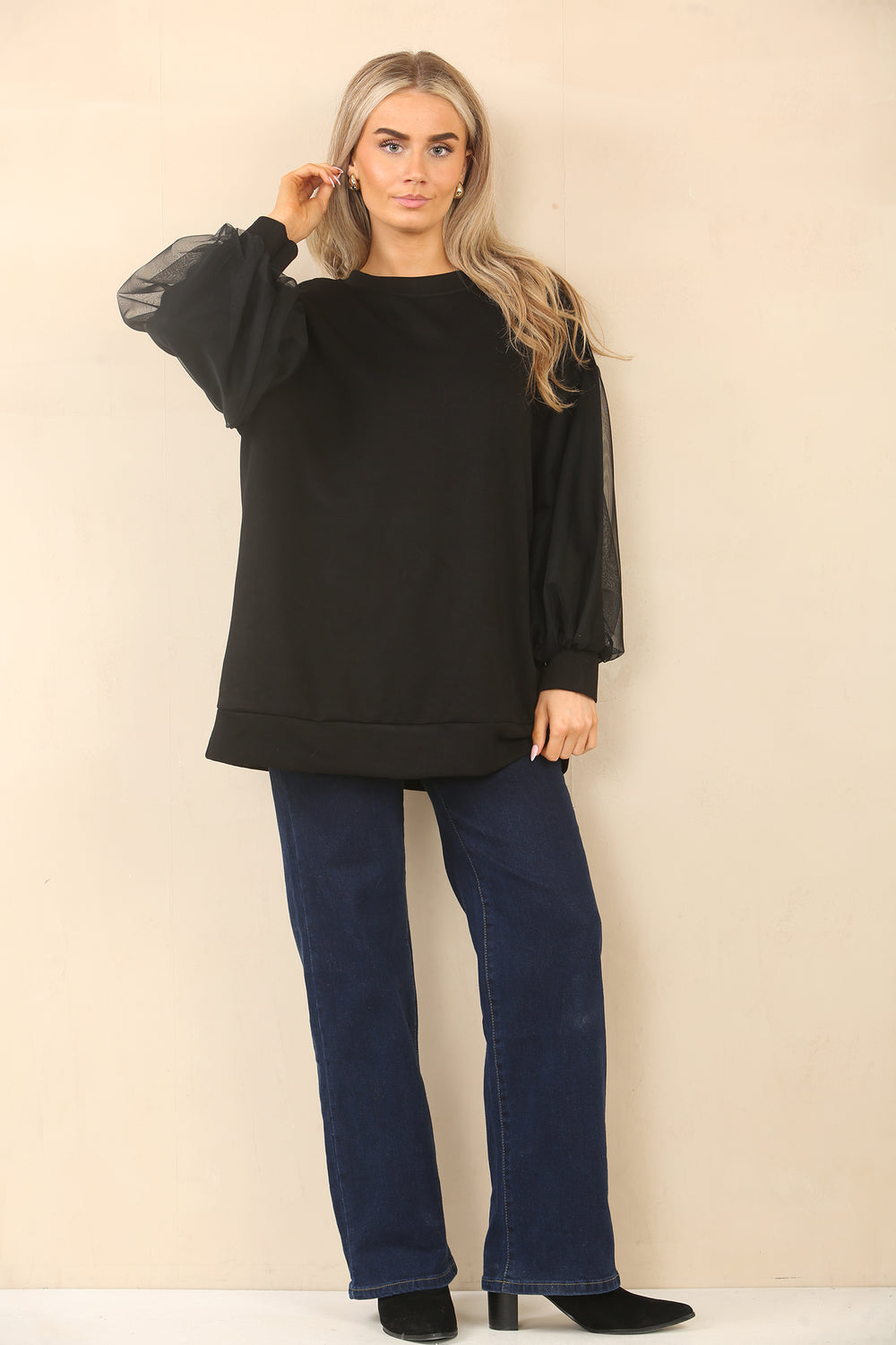 OVERSIZED LACE SLEEVE TOP (14994028003712)